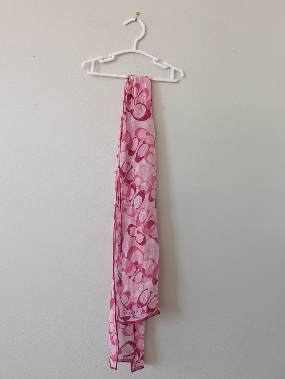 Coach Pink Signature Logo Sheer Scarf